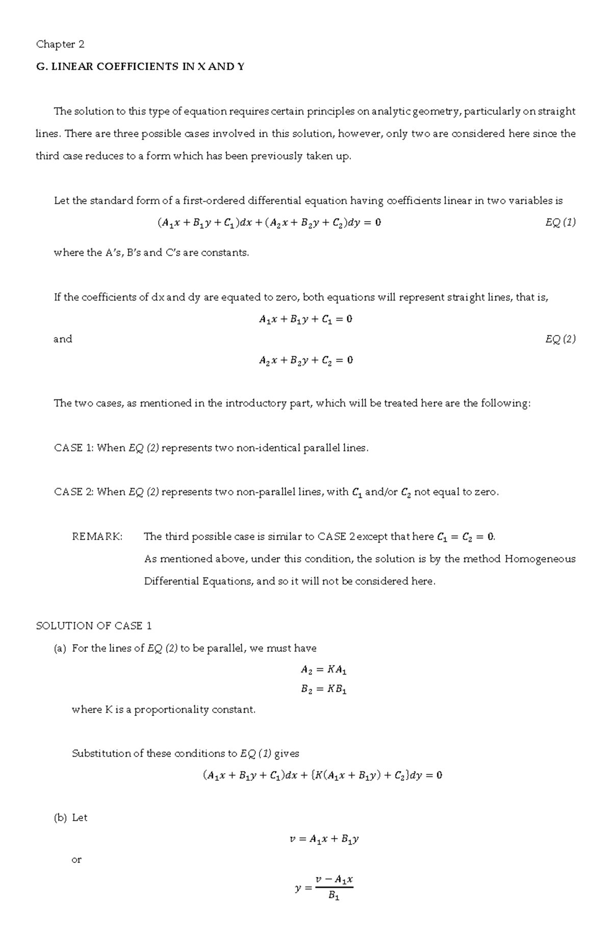Linear Coefficients IN X AND Y AY 2021-2022 - ADvance math for me - Studocu
