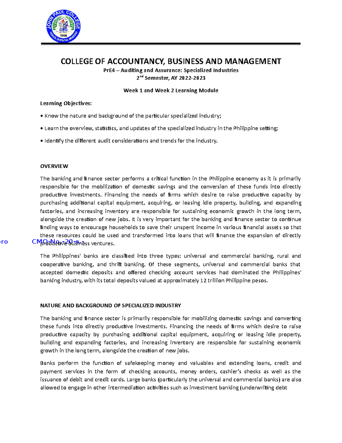 Pr E4 Learning module - CMO-No.-20-s.- ompound COLLEGE OF ACCOUNTANCY ...