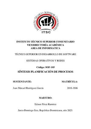 Sintesis Procesos - Sistemas Operativos, 5ta Edicion. - Sistemas ...