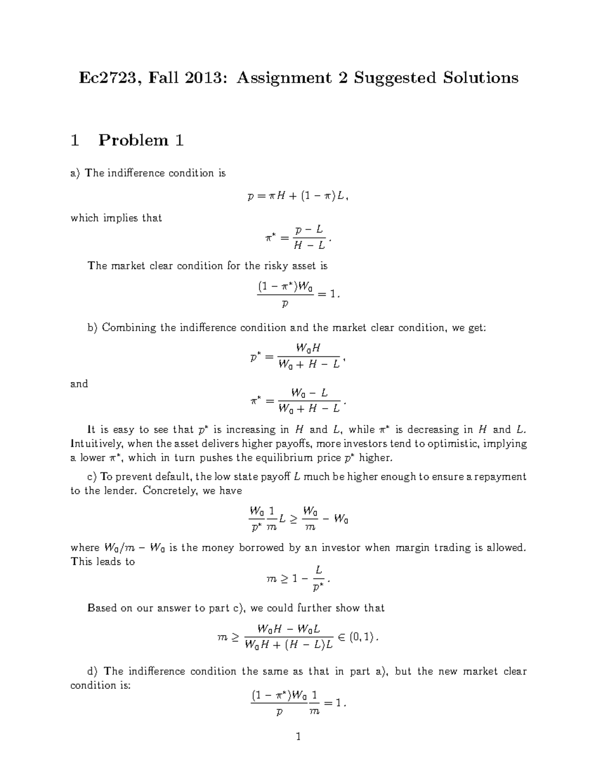 Seminar assignments - Problem set 2 - 4 solutions - Ec2723, Fall 2013 ...