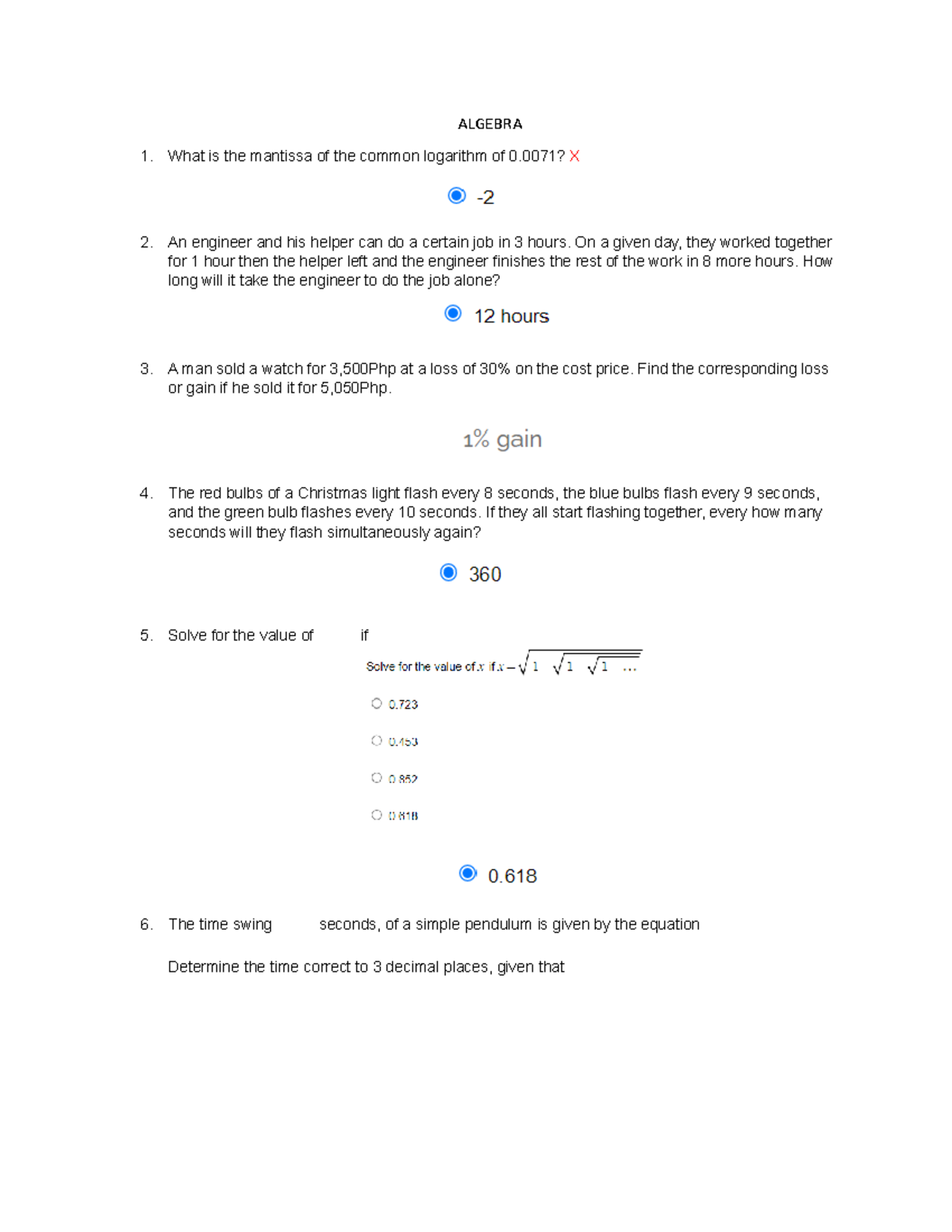 Mathge - MAth materials - ALGEBRA What is the mantissa of the common ...