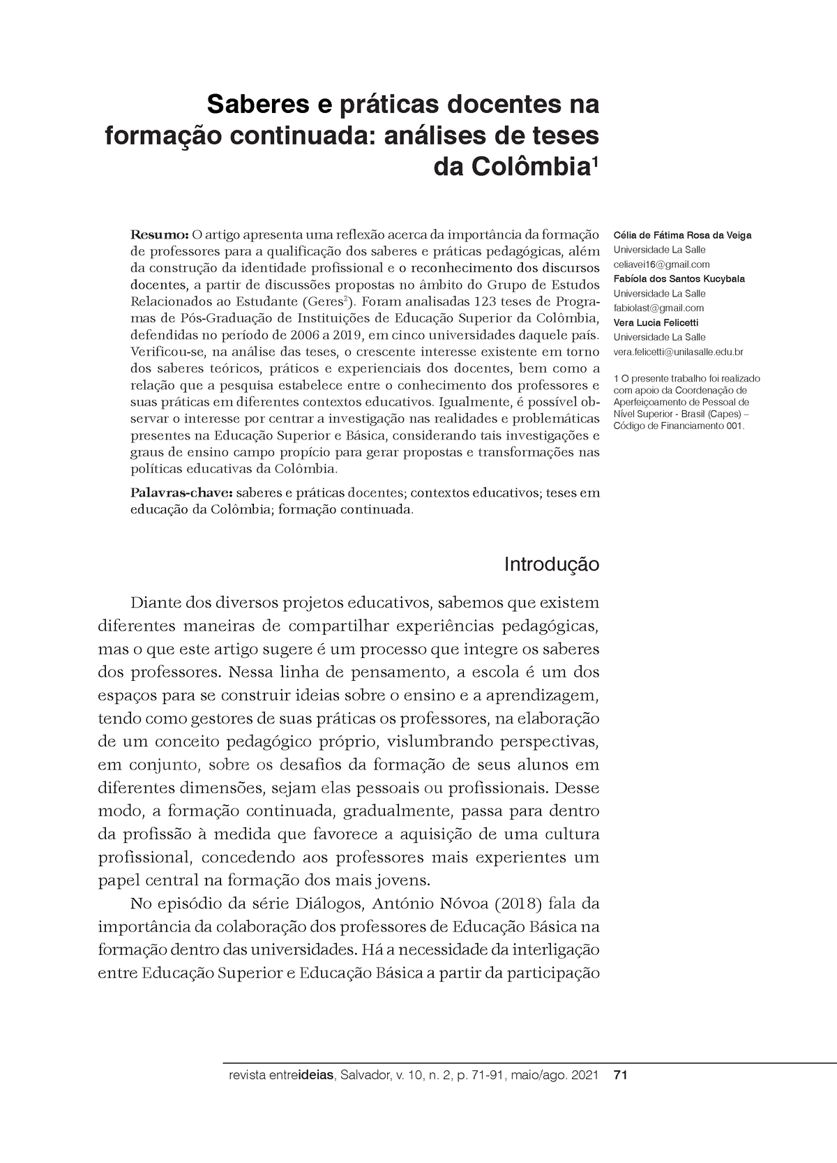 Saberes E Práticas Docentes Na Formação Continuada - 7171 Saberes E ...