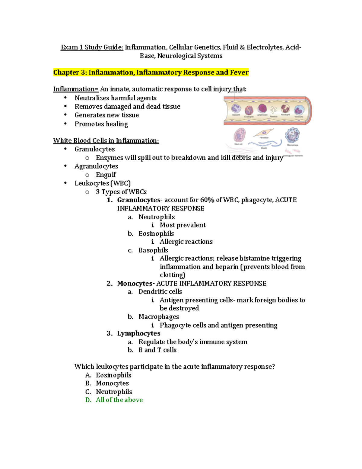 NUR 315 Exam 1 Study Guide - - Studocu