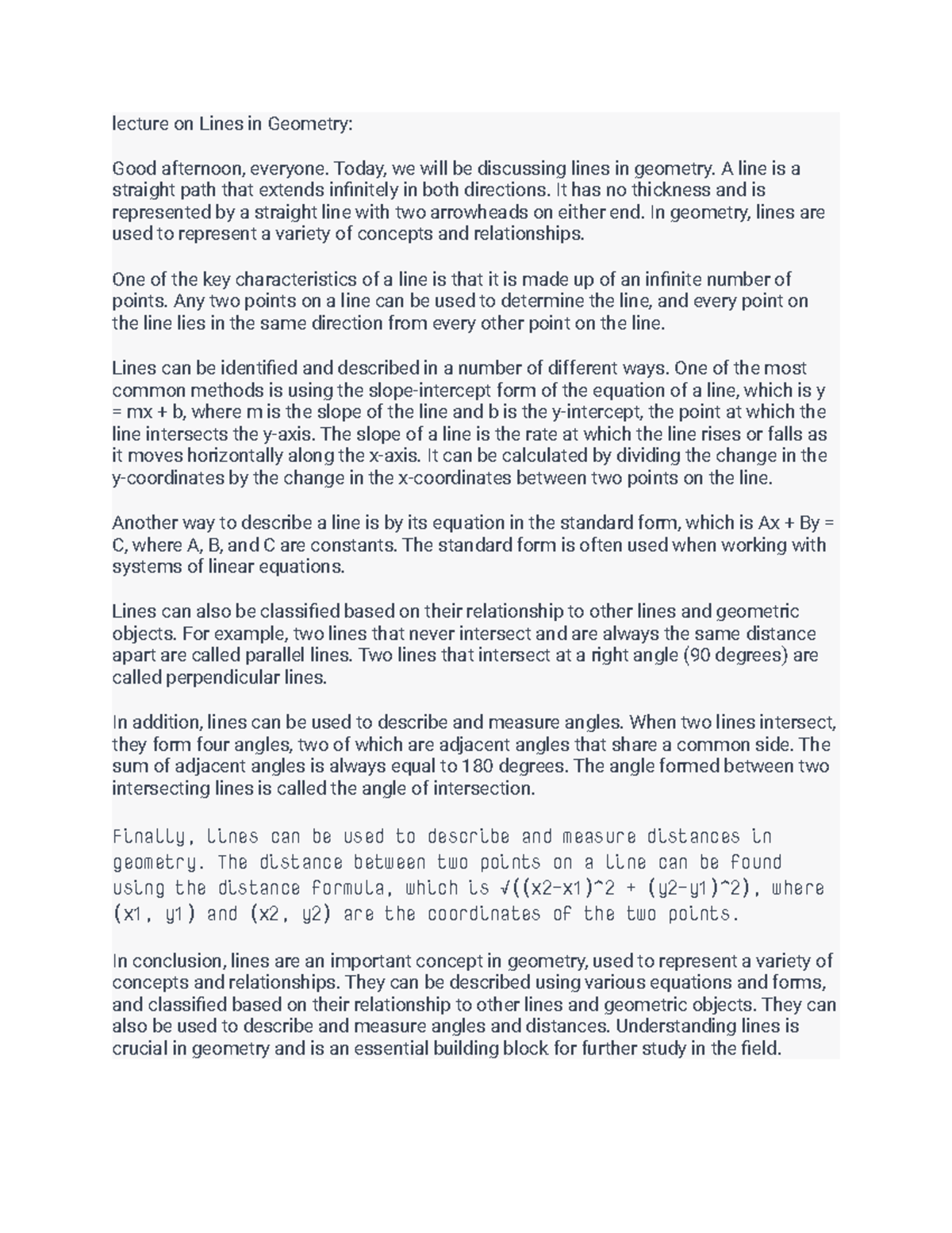 Lecture on Lines in Geometry - lecture on Lines in Geometry: Good ...
