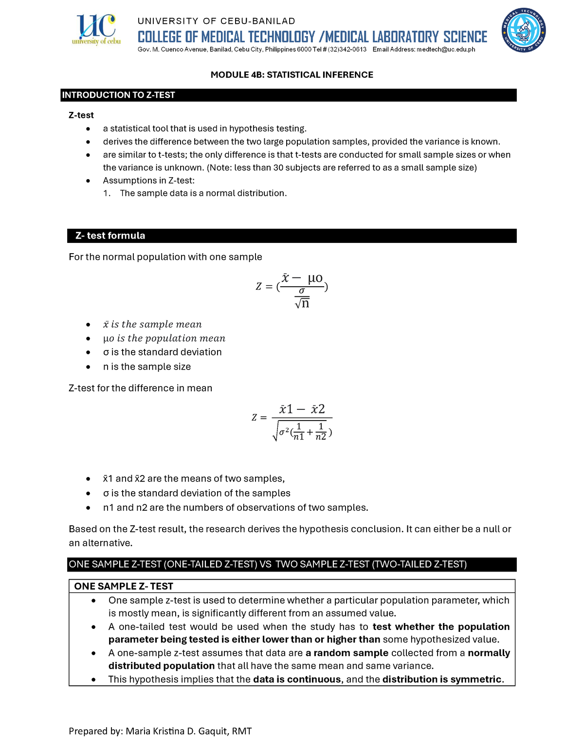 Module 4B - Highly Informative - MODULE 4B: STATISTICAL INFERENCE ...