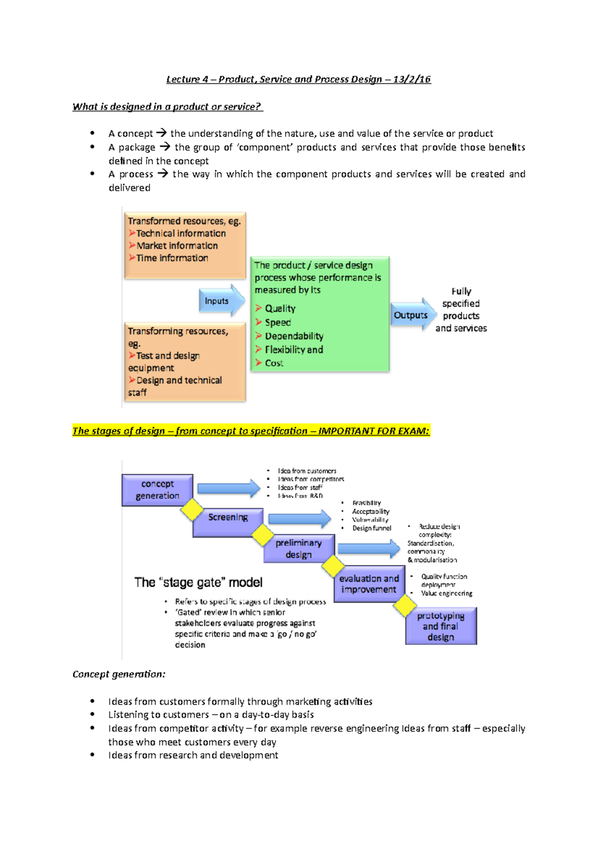 Lecture 4 + AR - Lecture 4 – Product, Service and Process Design – 13/2 ...