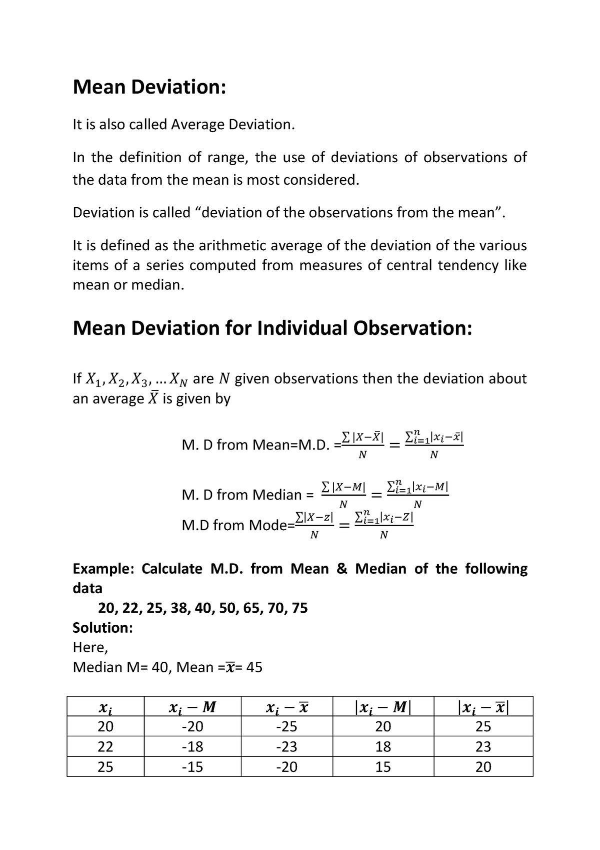 write an essay on mean deviation