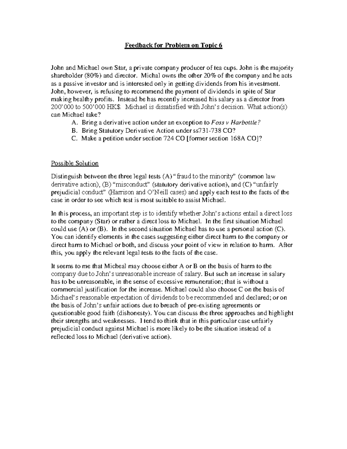 Topic 6 Feedback Solutions to Problems on Topic 6-1 - Feedback for ...