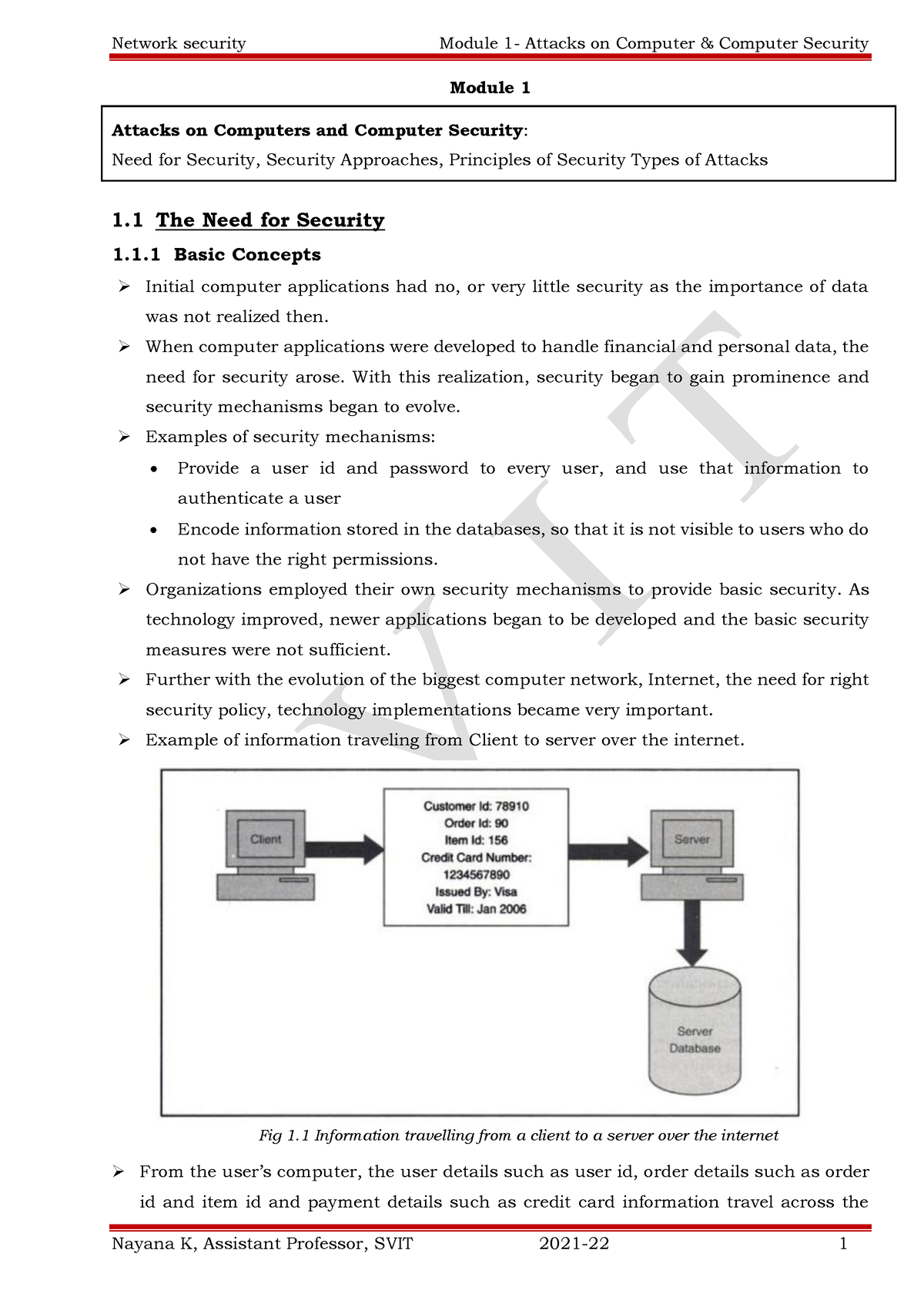 Module 1 - Module 1 Attacks On Computers And Computer Security: Need ...