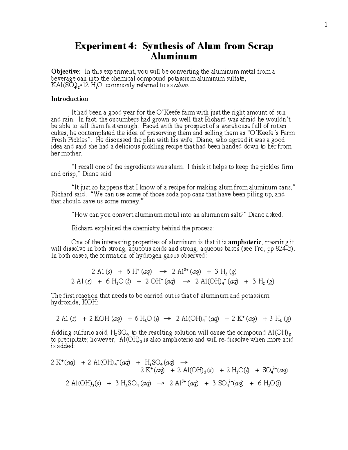 experiment 6 synthesis of alum