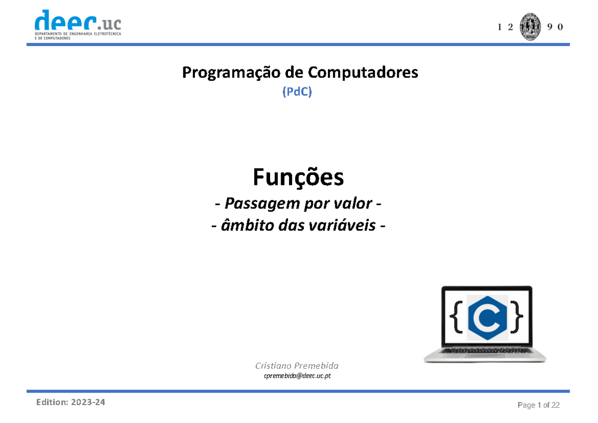 Cap7 funcoes valor - nada - Edition: 2023- 24 Programação de ...