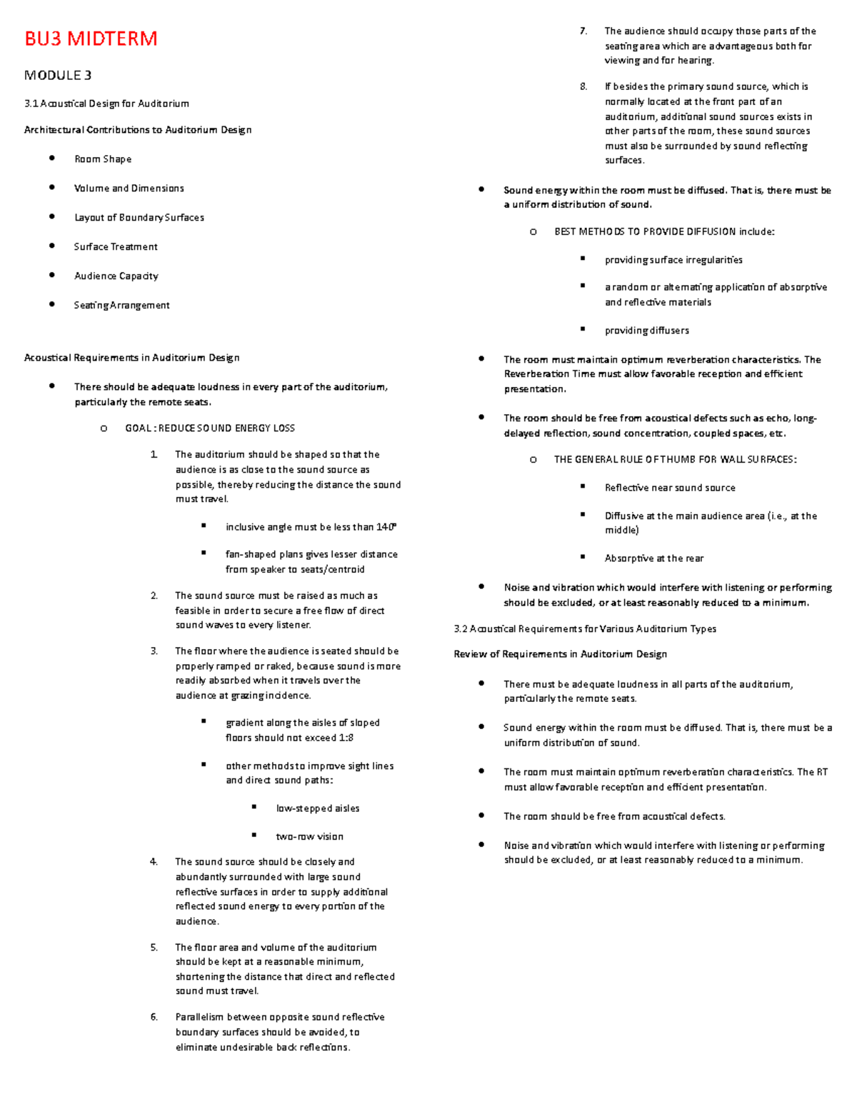 BU3 Midterm Module - BU3 MIDTERM MODULE 3 3 Acoustical Design for ...