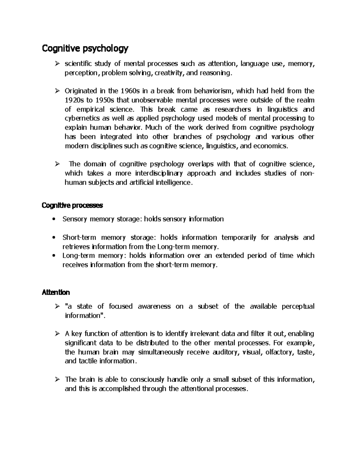 Cognitive-psychology: Attentional Systems and Types of Memory ...