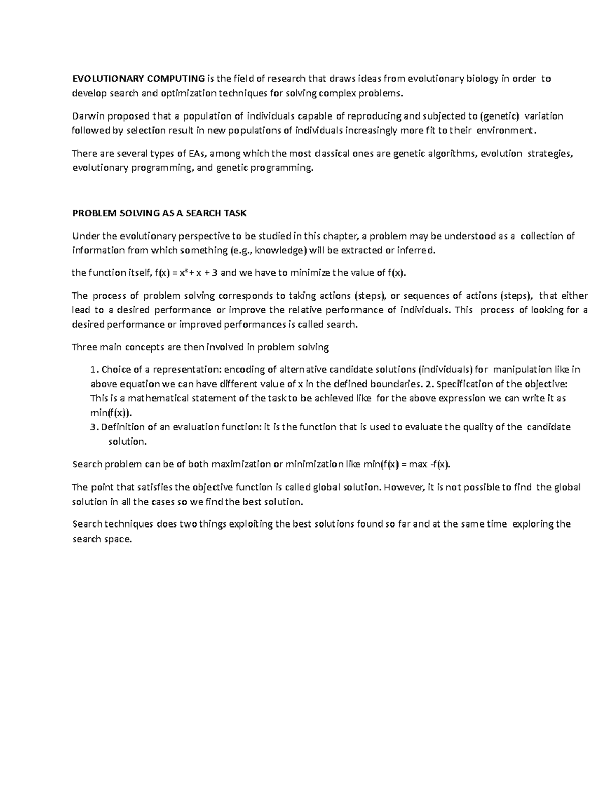 Unit 2 Nature Inspired Computing - EVOLUTIONARY COMPUTING is the field ...