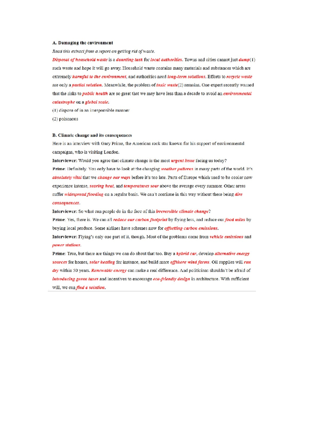 Cambridge C1 Advanced Environment Vocabulary - Inglés para la ...