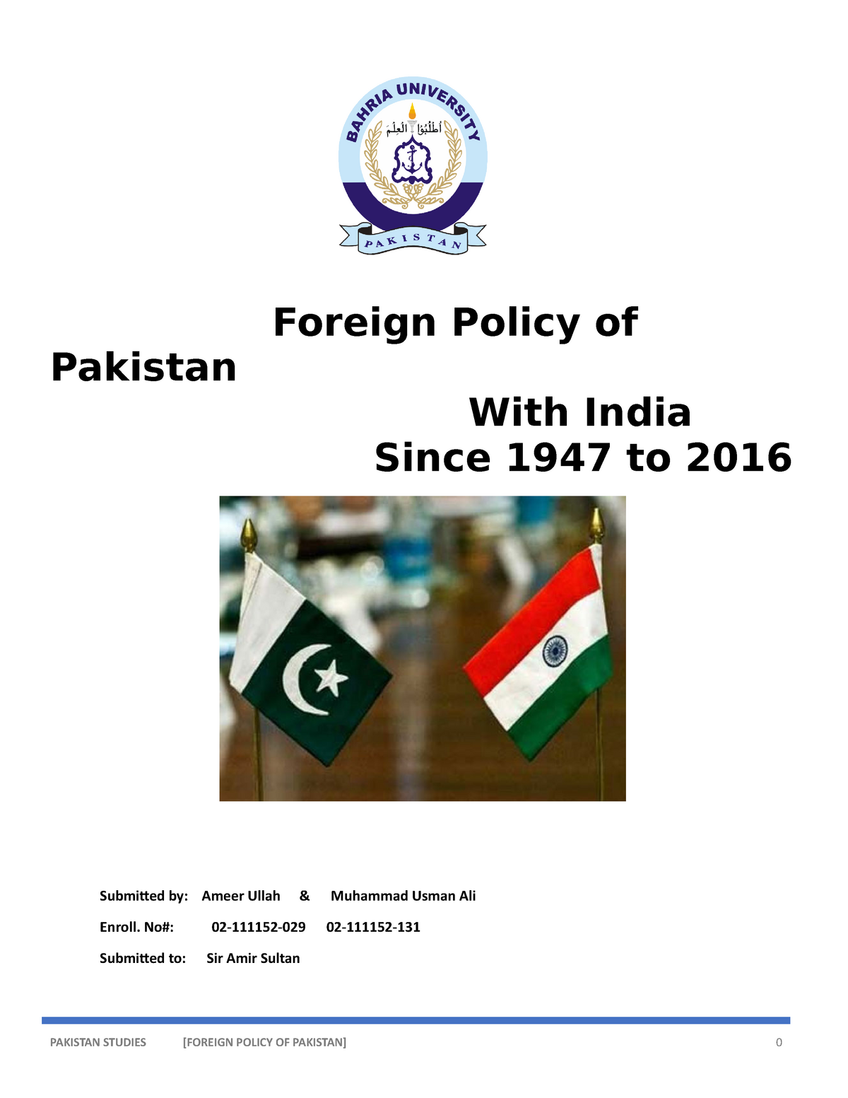 foreign policy of pakistan essay with outline