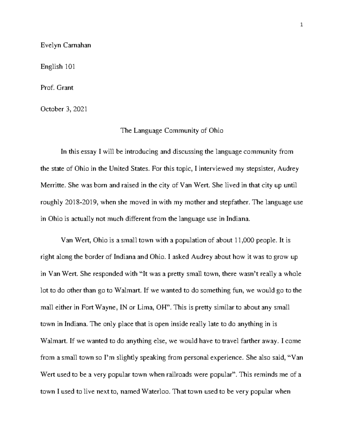 language profile essay