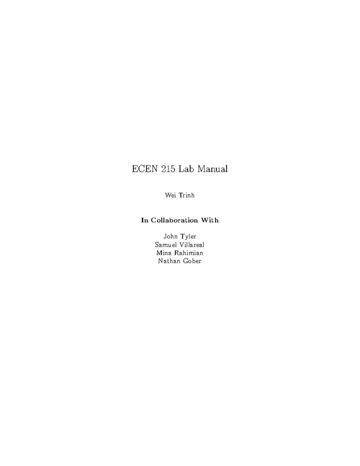 Lab Manual ECEN-215 - ECEN 215 Lab Manual Wei Trinh In Collaboration ...