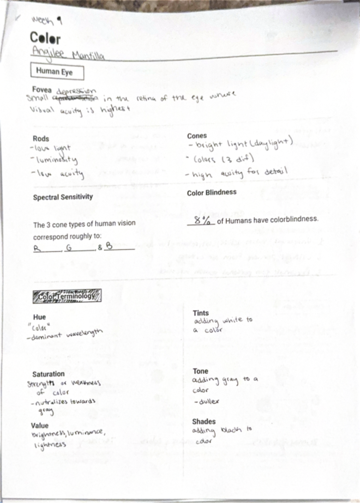 Color Notes - week , Celer Angilee Mantilla Human Eye small april ...