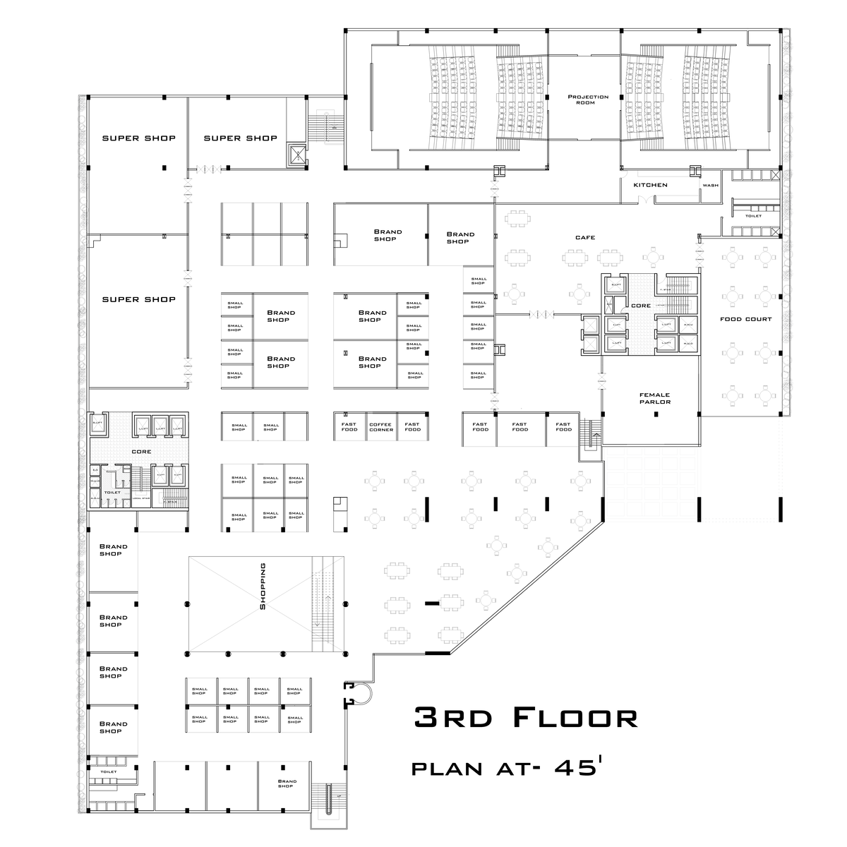 3RD - architecture design. STUDENT PRACTICE ONLY. - 3rd Floor plan at ...