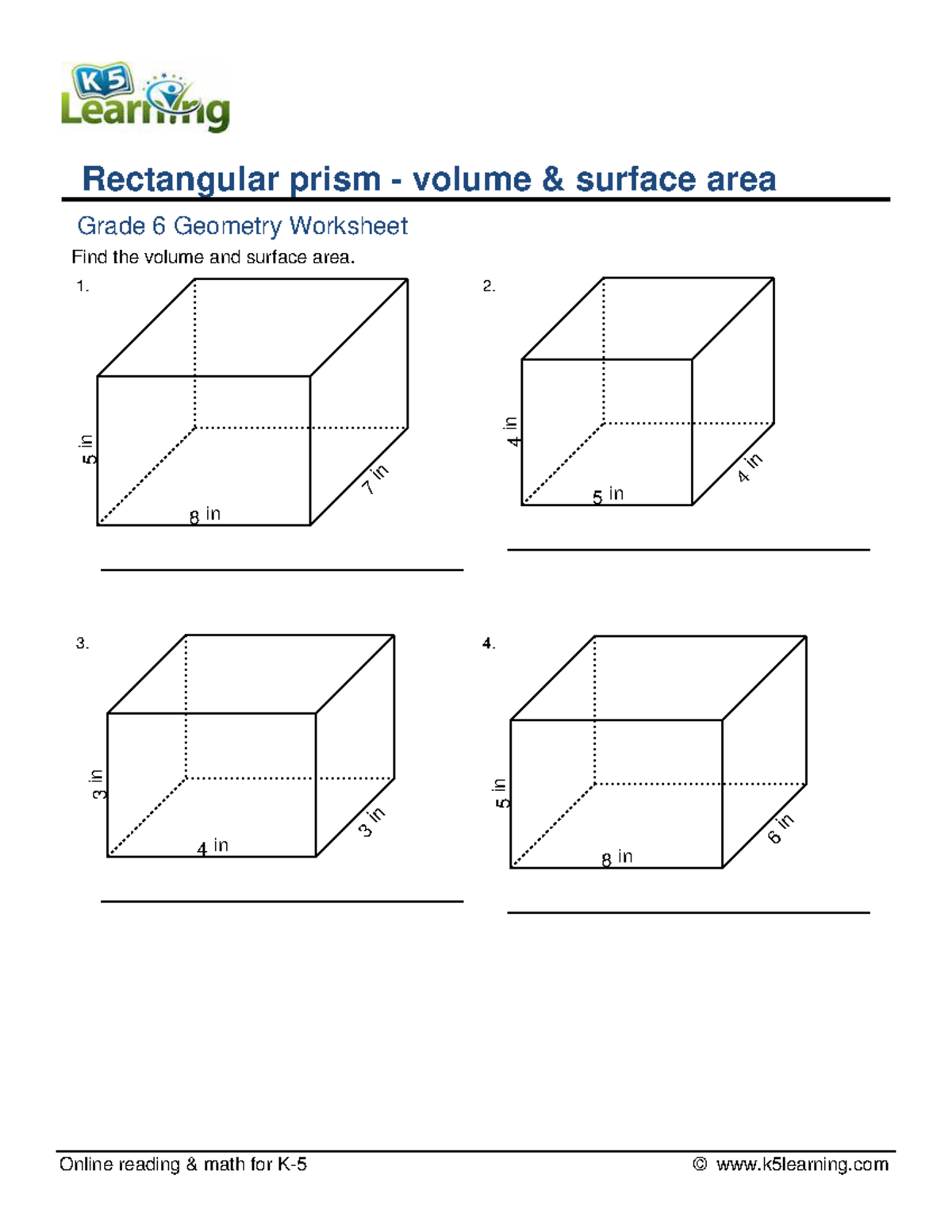 Grade 6 rectangular prism volume surface area a - Bachelor of Secondary ...