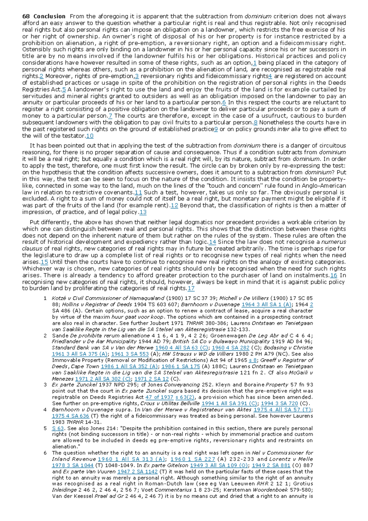 68 Conclusion Real rights - - Studocu