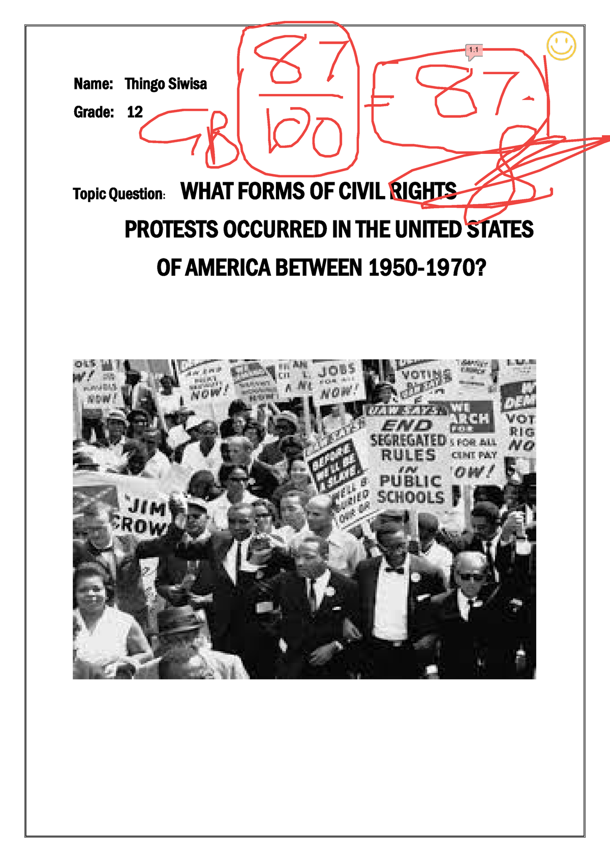 civil rights movement research paper topics