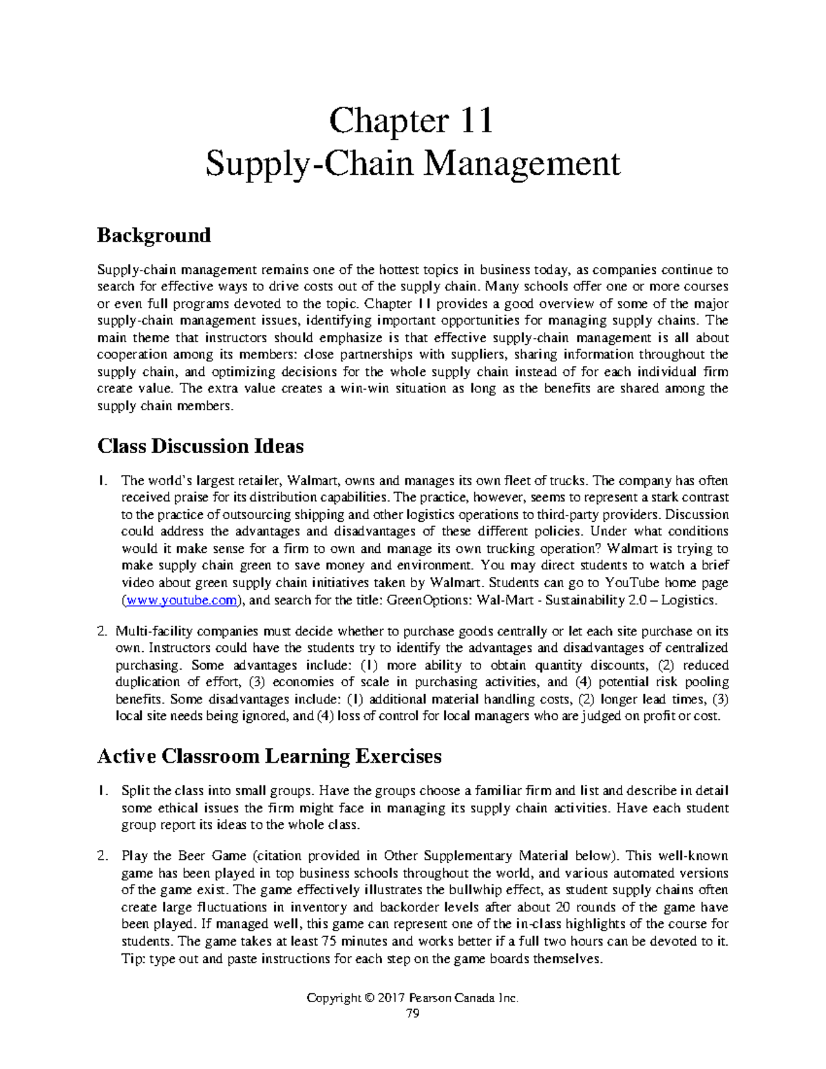 Chapter 11 instructor notes - OPER8340 - Conestoga College - Studocu