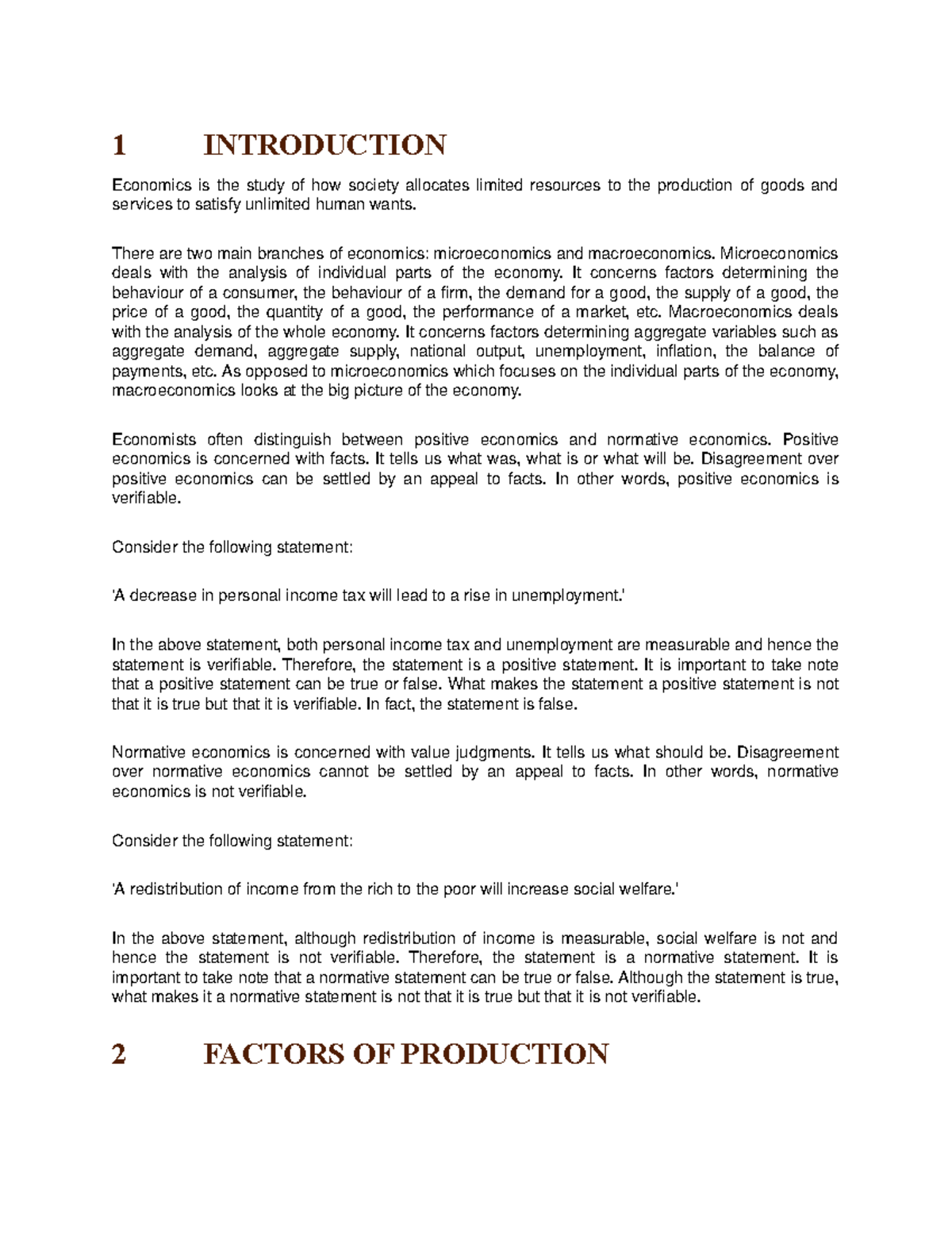 Econ notes - Enjoy. - 1 INTRODUCTION Economics is the study of how ...