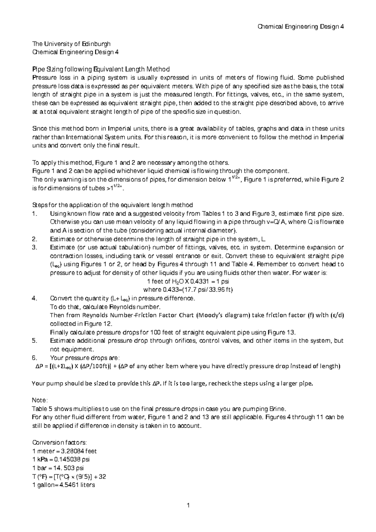 Pipe Size Equivalent Length Method Explained The University of