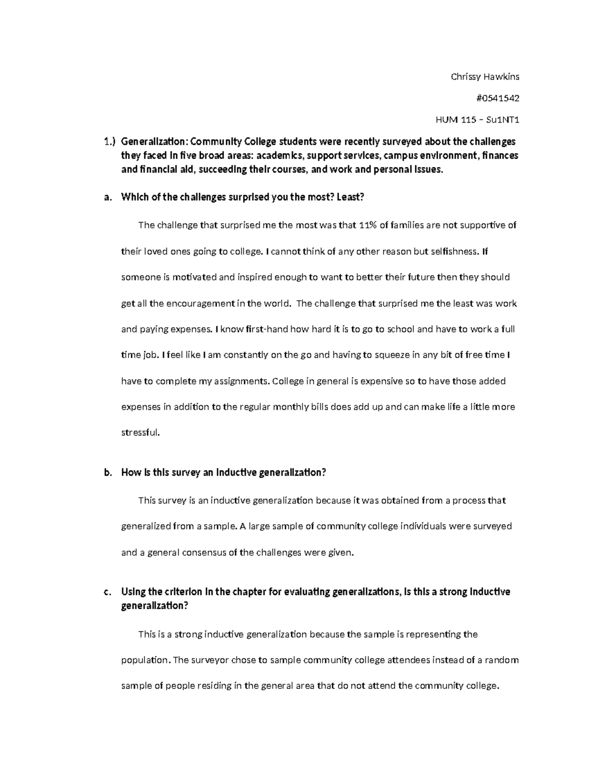 Inductive reasoning paper - Chrissy Hawkins # HUM 115 – Su1NT 1 ...