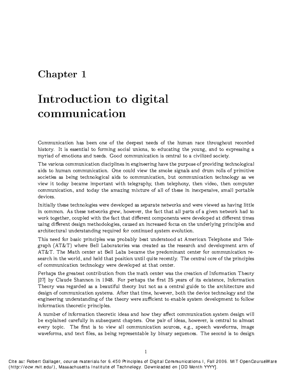 Digital Communications - Chapter 1 Introduction to digital ...