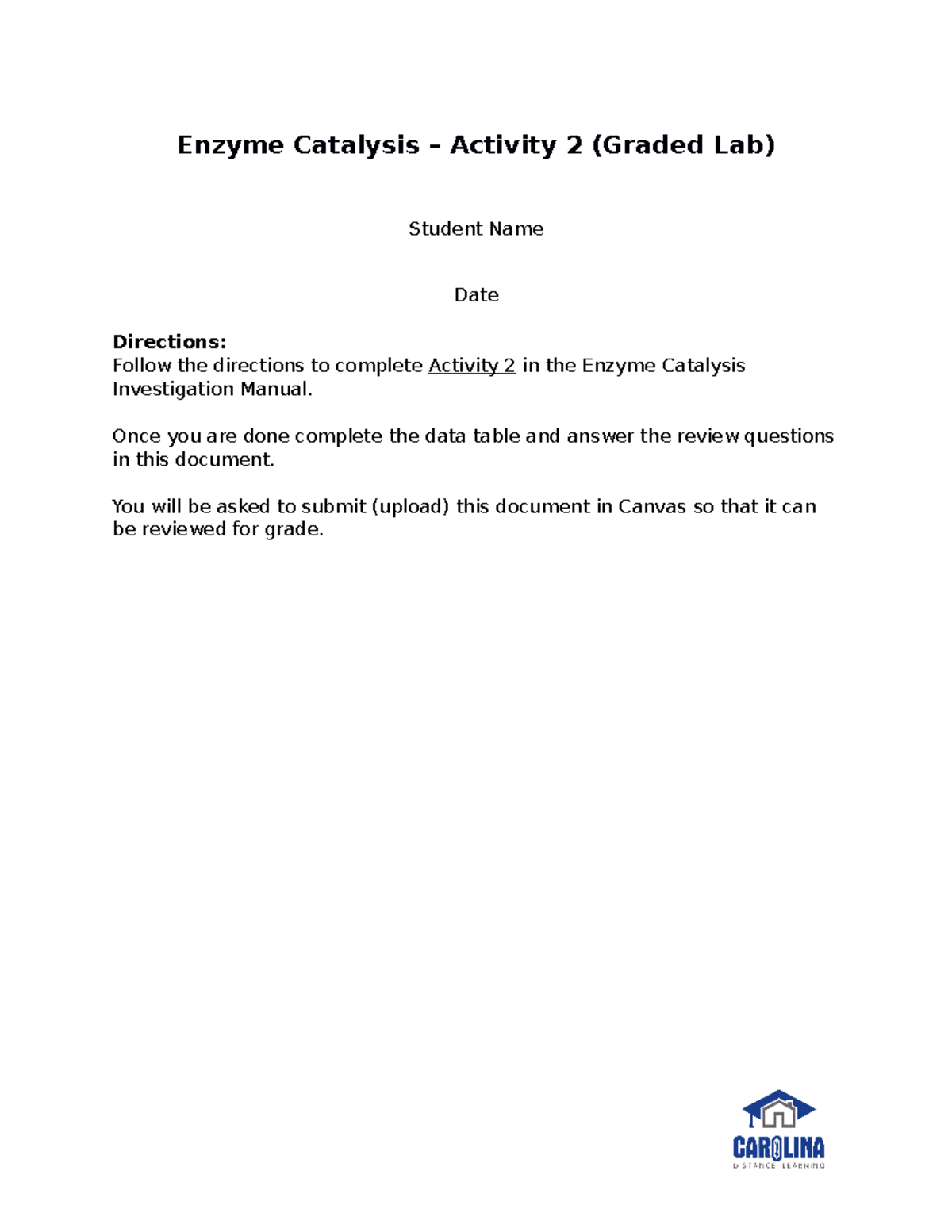 Enzyme Catalysis Activity 2 Studocu