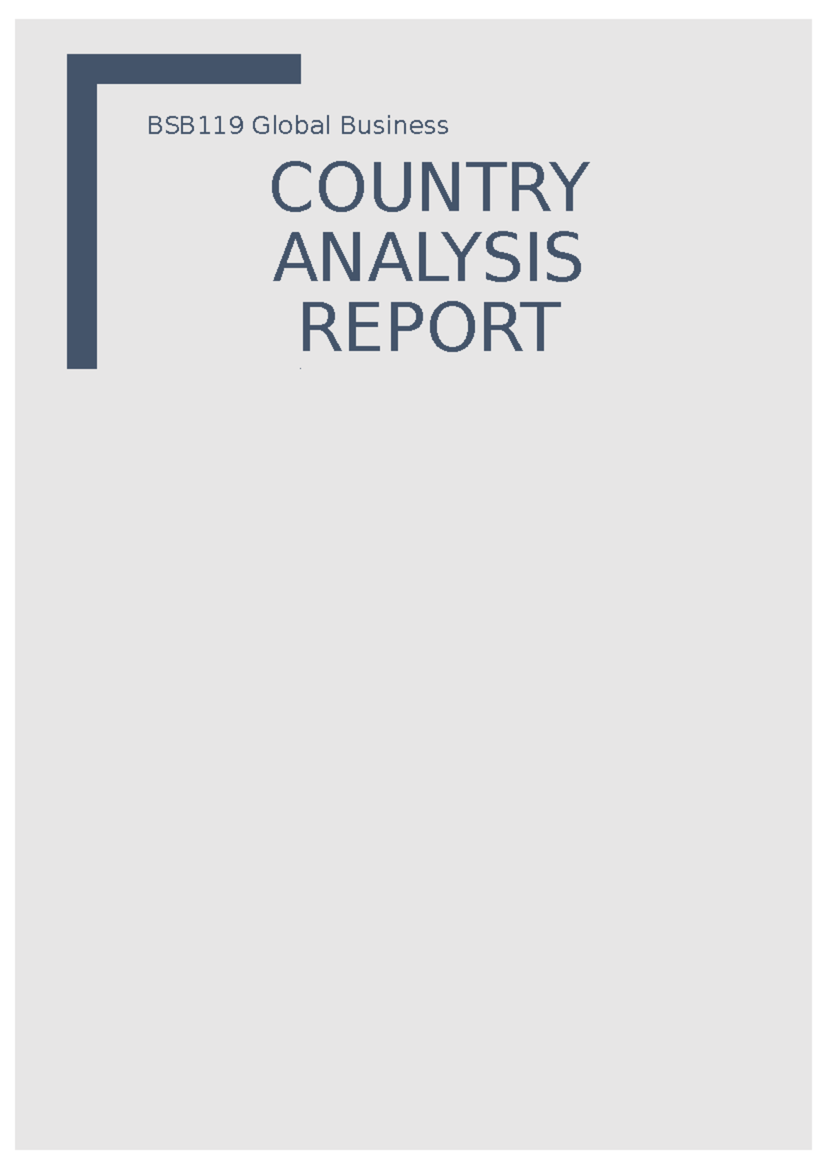 BSB119 Country Analysis - BSB119 - QUT - Studocu