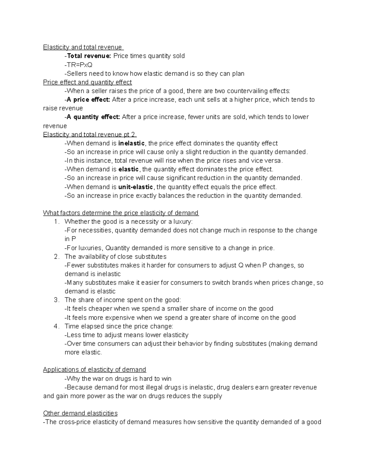 Economics notes Ch 6 - Elasticity and total revenue - Total revenue ...