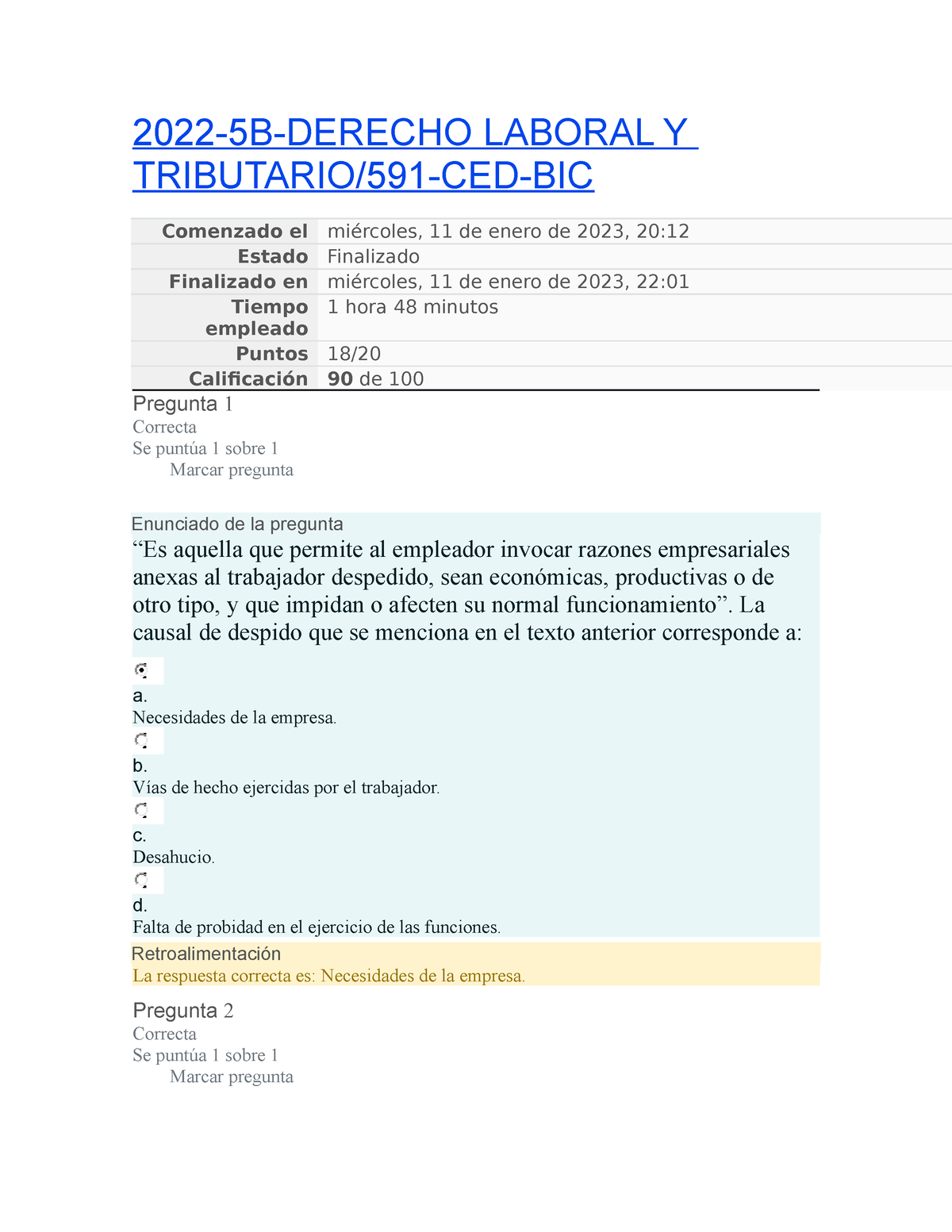 Examen Derecho Laboral Y Tributario - 2022-5B-DERECHO LABORAL Y ...