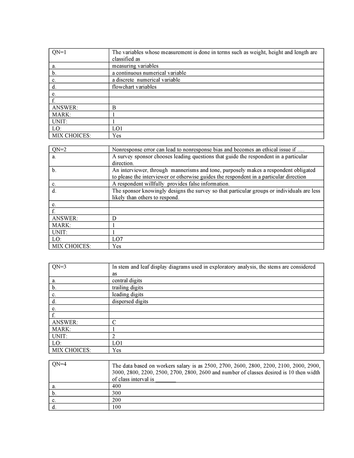 20 Questions MAS202 - A - Exercise - QN=1 The Variables Whose ...