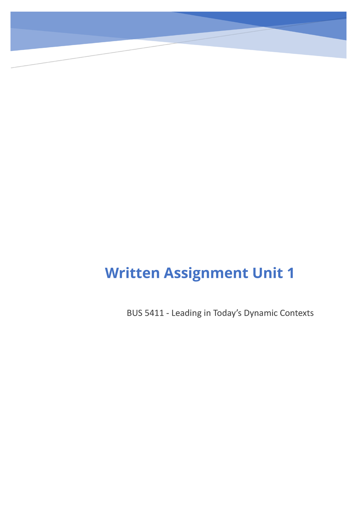 bus 5411 written assignment unit 3