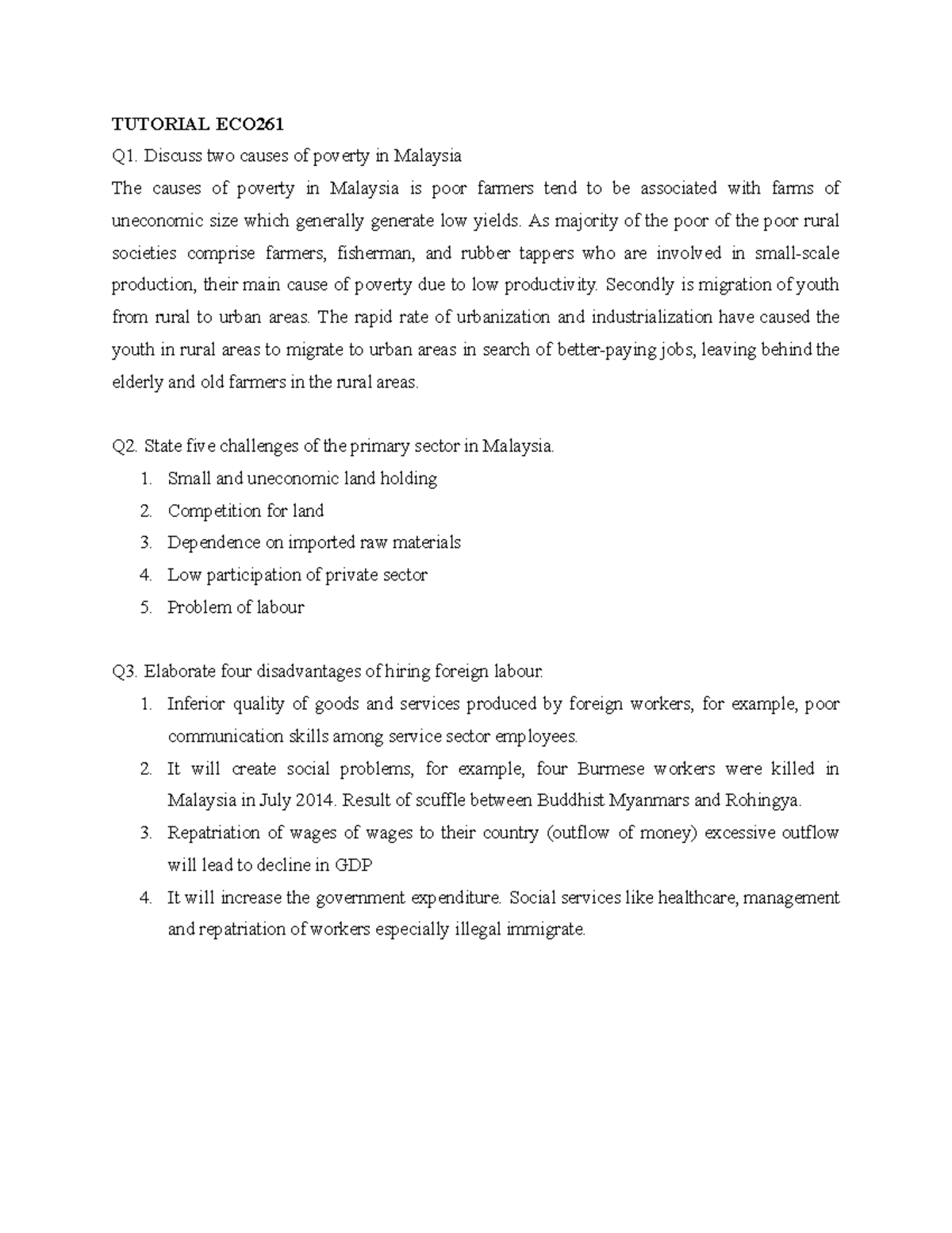 eco261 individual assignment poverty