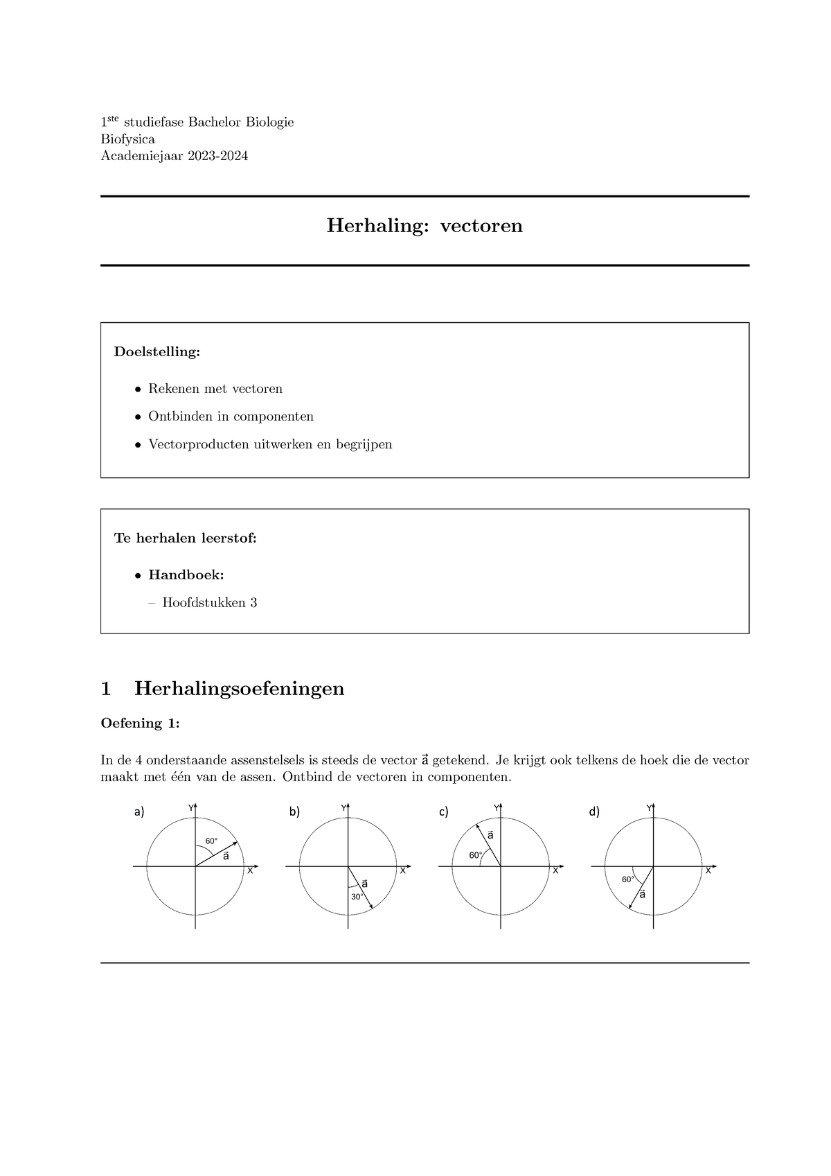 0 BIO WZ - De Oefeningen, Zonder Oplossingen - 1 Ste Studiefase ...