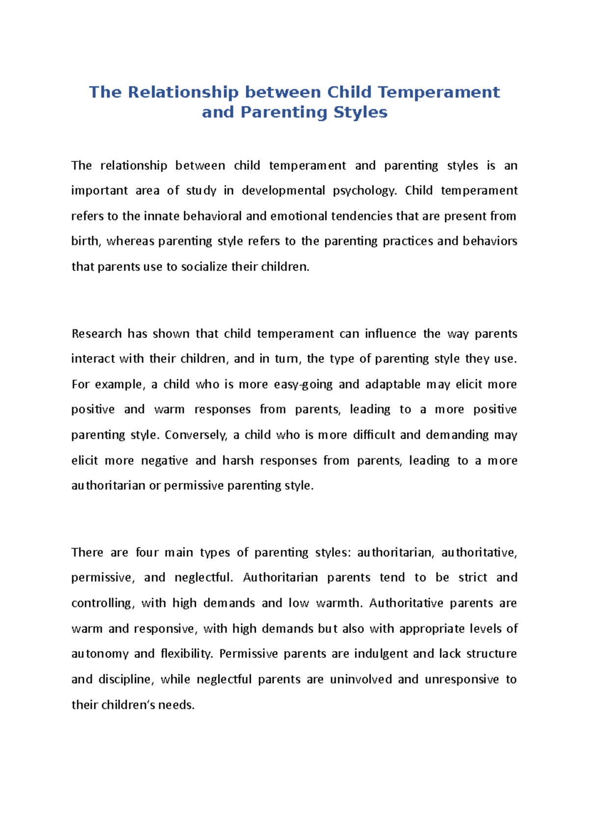 Is Child Temperament Better Than Parenting Style? – TZJD