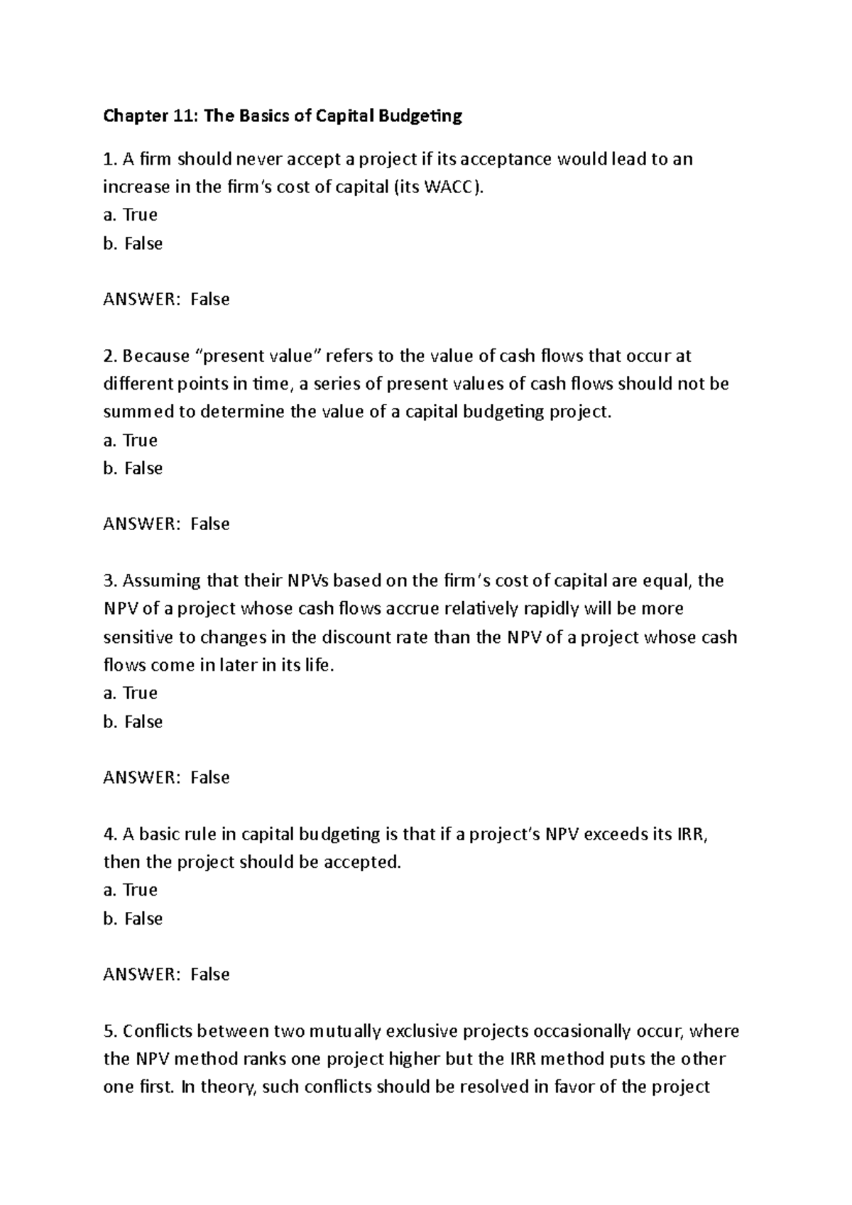 Chapter 11 - Fin Mgnt - Chapter 11: The Basics of Capital Budgeting 1 ...