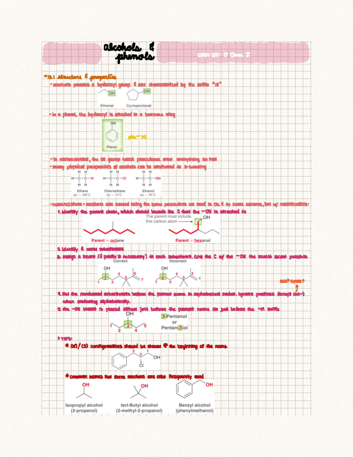 CHEM 3111 - Chapter 13 Alcohols And Phenols - Alcohols Phenols CHEM O ...