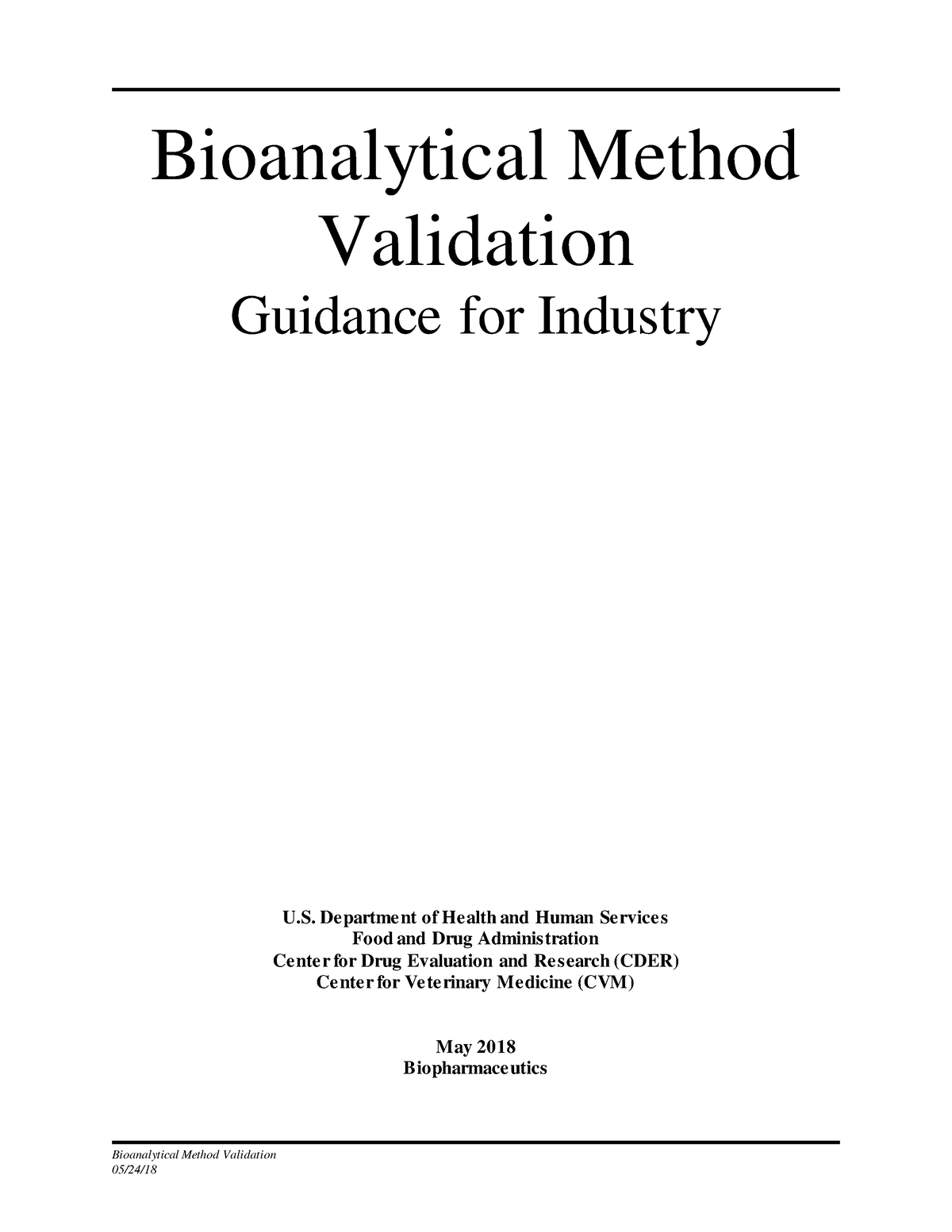 Bioanalytical Method Validatoin FDA Guide 2018 - Bioanalytical Method ...