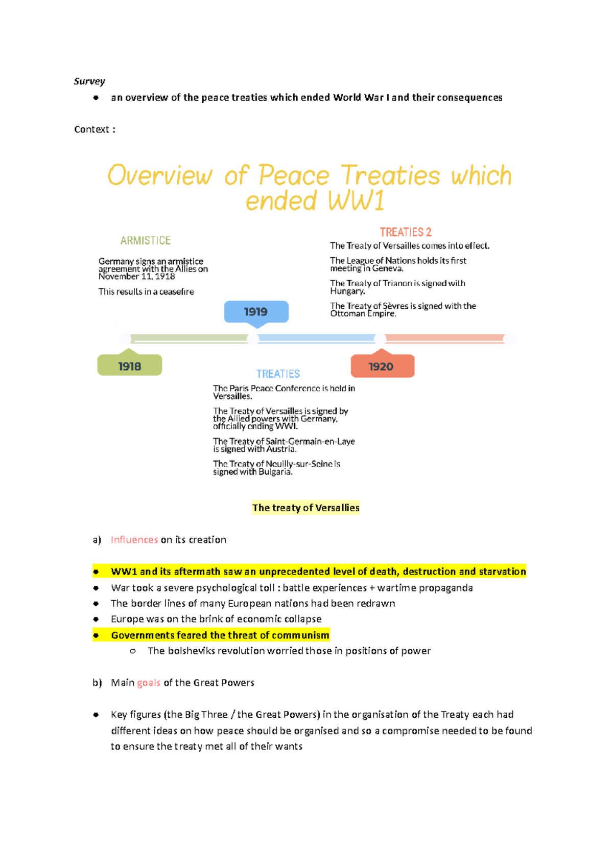 Modern Notes Core - Survey an overview of the peace treaties which ...