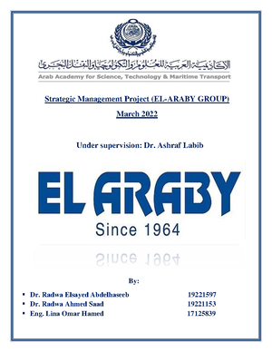 Strategic Management Project ( EL- Araby group)