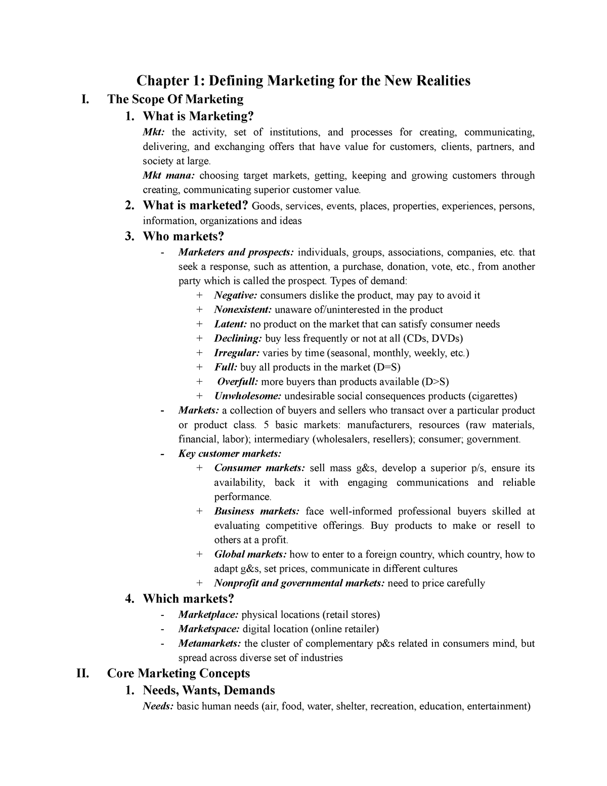 Midterm-Review - Midterm Review - Chapter 1: Defining Marketing For The ...