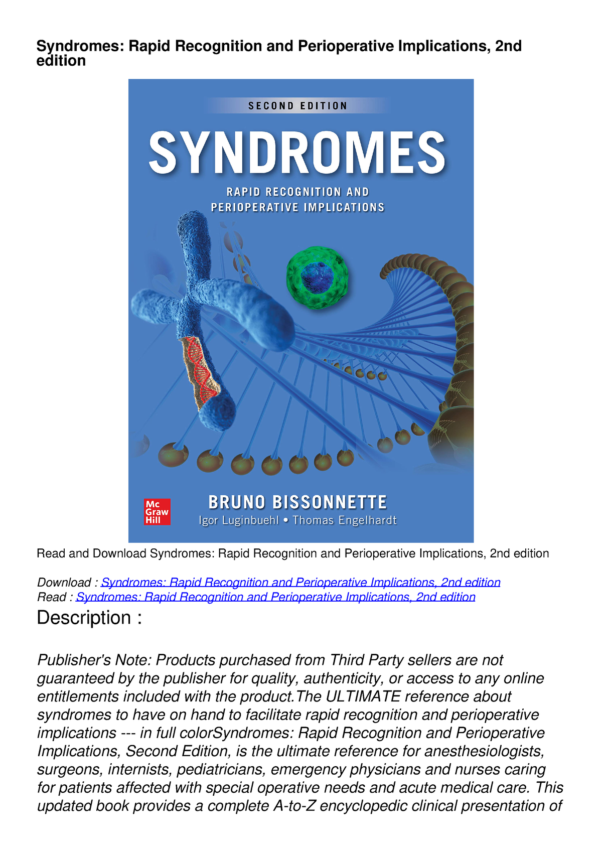 PDF Book Syndromes: Rapid Recognition And Perioperative Implications ...