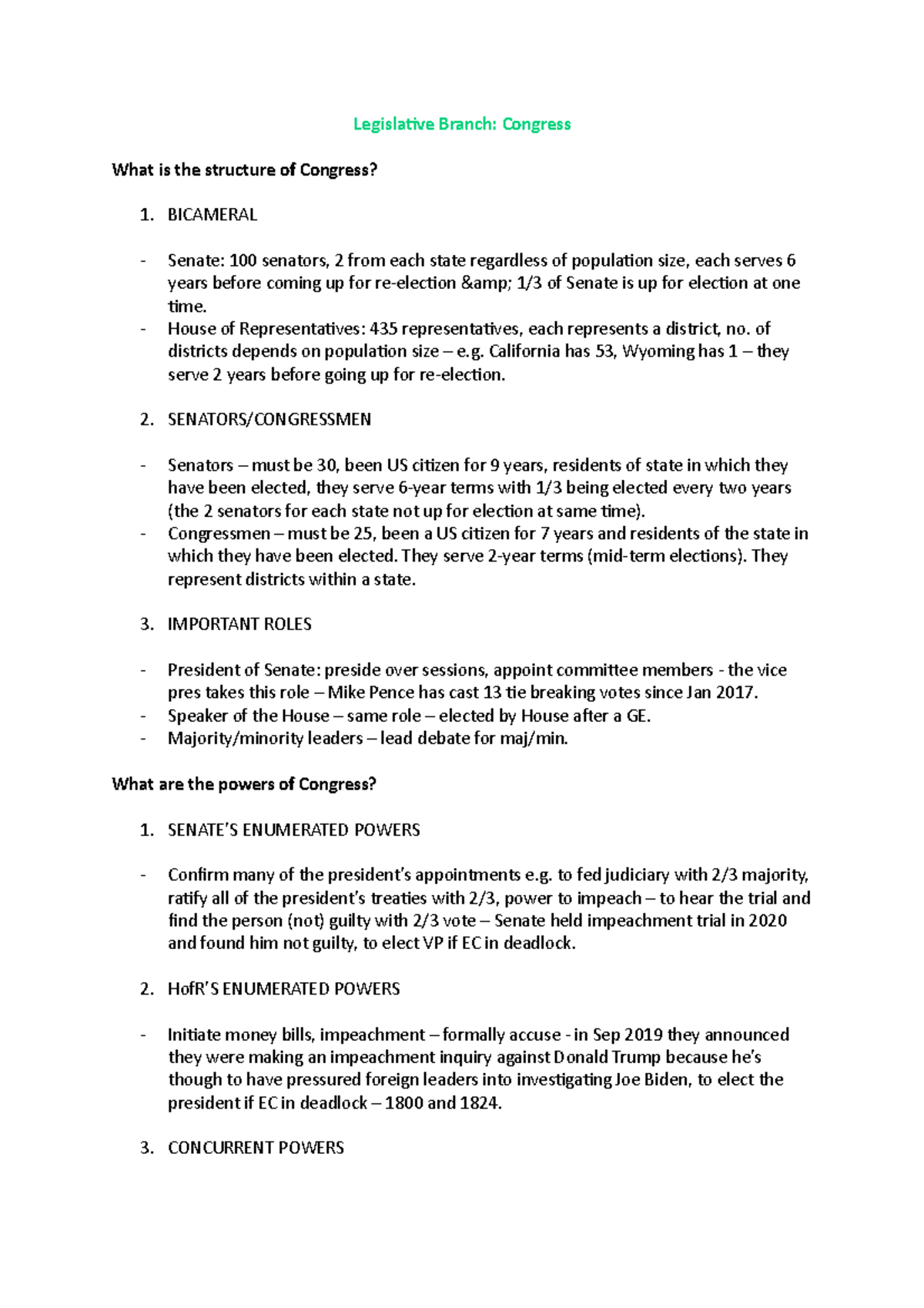 Congress - Summary of A level politics complete with essay plans ...