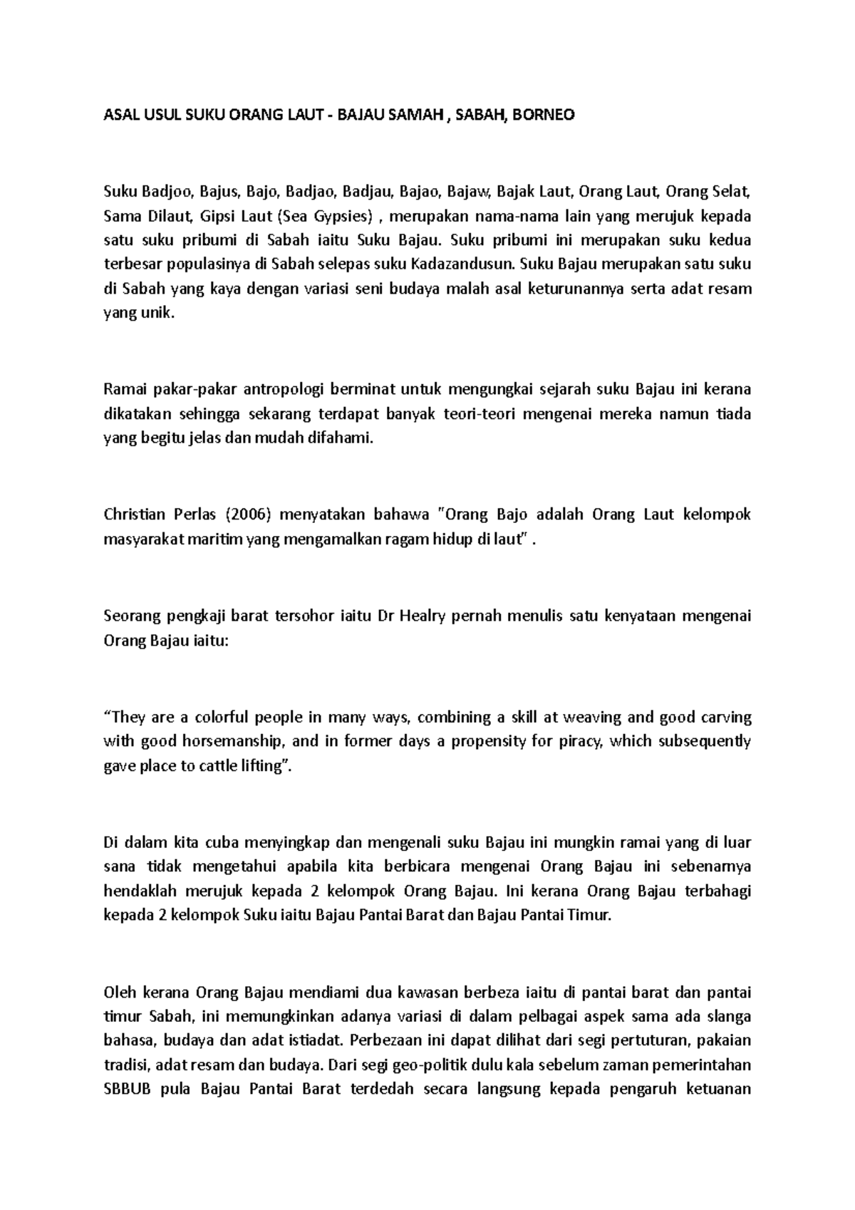 ASAL USUL SUKU Orang LAUT - ASAL USUL SUKU ORANG LAUT - BAJAU SAMAH